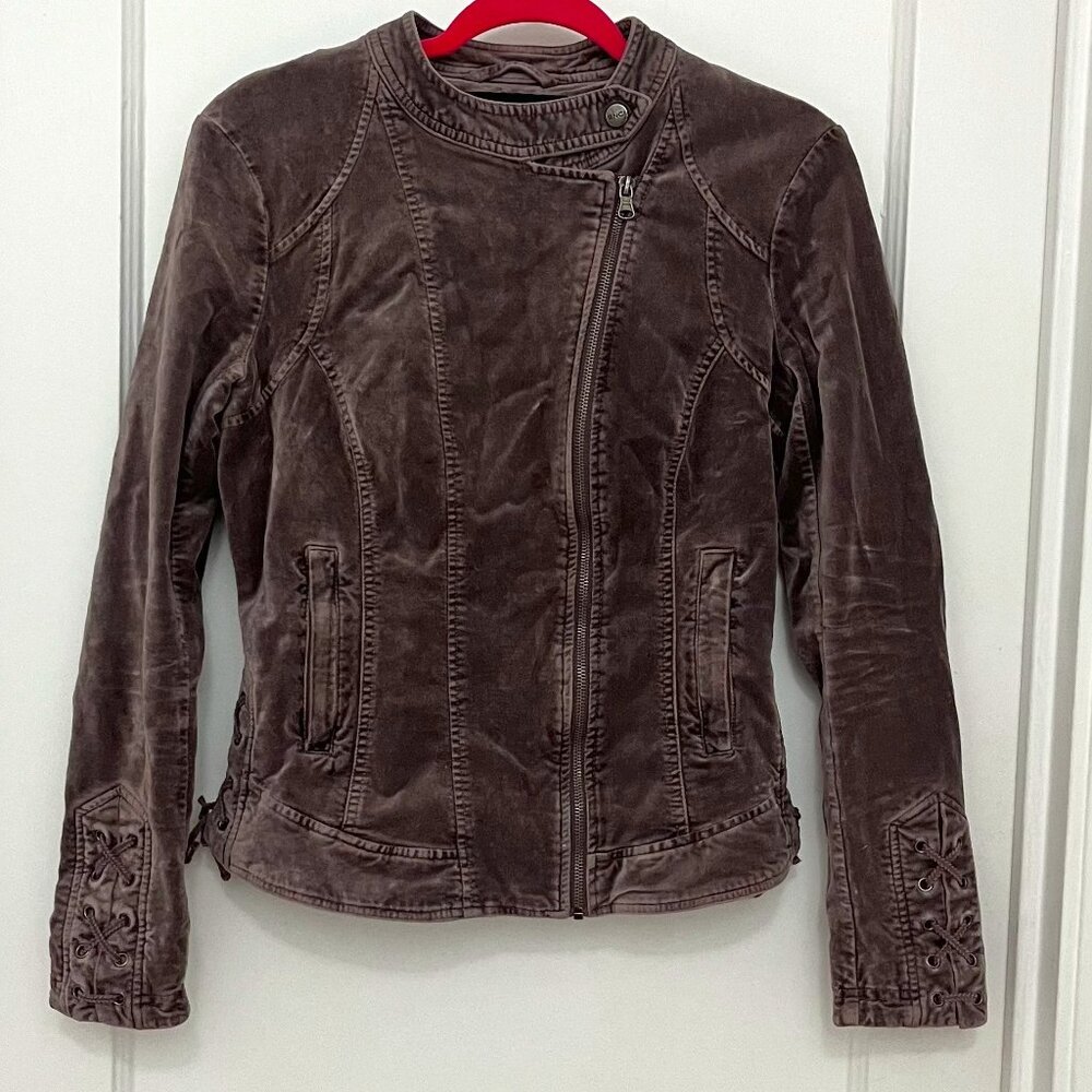 BNCI Velveteen Moto Jacket Corset Tie Zip Up - Medium